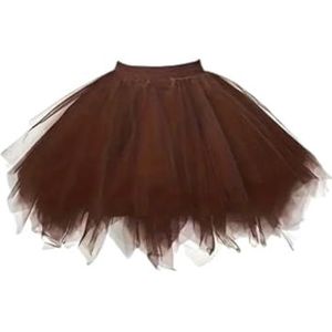 Boolavard Volwassen Vrouwen 80's Tutu Rok Gelaagde Tule Petticoat Halloween Tutu (DE/NL/SE/PL, Alfabetisch, XXL, 3XL, Regular, Regular, Koffie)