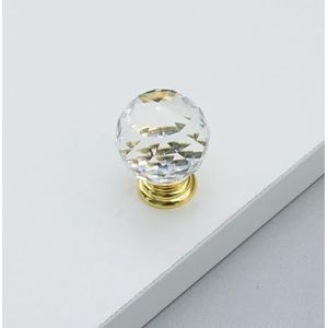 PONNYC Helder goud transparant kristalglas meubelknoppen en handgrepen ronde bal deurknop kledingkast trekt moderne kast hardware 1 stuk (kleur: kleine knop)