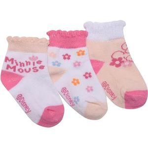 Ellepi Disney babysokken, set van 3 paar, met Minnie en Micky Mouse, zacht, van natuurlijk katoen, Minnie Roze, 6-12 mesi