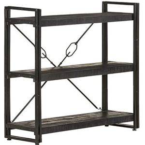 CBLDF 3-Tier Boekenkast Zwart 90x30x80 cm Massief Mangohout