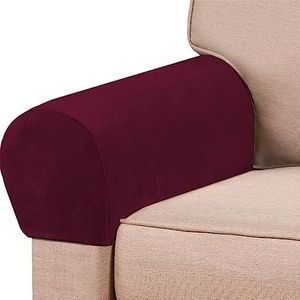 Bieyaet Armleuning Beschermers, Sofa Armleuning Beschermers voor Fauteuils, Banken, Antislip Fauteuil, Premium Armleuning Covers Rekbare Stoel Bank (1 set, 2 stuks,Wijnrood)