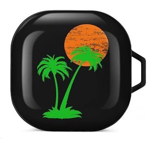 Palm Tree Oortelefoon Hoesje Compatibel met Galaxy Buds/Buds Pro Schokbestendig Hoofdtelefoon Case Cover Zwart-Stijl