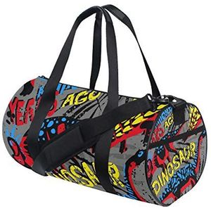 Gym Sporttas Dinosaurus Cartoon Travel Plunjezak voor mannen en vrouwen, Meerkleurig, 17.6 x 9 x 9.5 inches