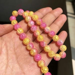 4 6 8 10 12 mm witte gebarsten kristalkralen ronde losse spacer kralen voor sieraden maken DIY armband bedels accessoires 15'' inch-roze geel-6 mm (ca. 61 stuks)