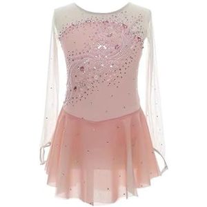 Nnnydjy Handgemaakte Kunstschaatsjurk Wedstrijdpak Voor Rolschaatsen Voor Meisjes Rhythmische Gymnastiekpakjes Artistieke Balletoutfit Voor Dames,Roze,11_13Years