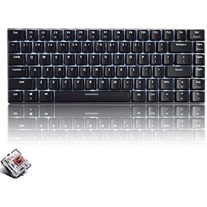 Mechanisch Gaming Toetsenbord, Witte LED Achtergrondverlichting, USB-Kabel Bedraad, 82 Toetsen Anti-Ghosting Compact Ergonomisch PC Toetsenbord, Snel Reagerend, Bruine Schakelaar, Zwart