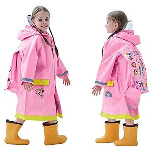 Baogaier Meisjes Regenjassen Regenpak Capuchon Regencape Plaspak Regenponcho Eenhoorn Roze Lichtgewicht Regen Jas Waterdichte Poncho Regenkleding Draagbaar Ademend Wandelen Reizen Kinderen 4-6 Jaar