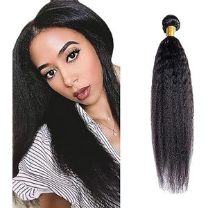 Salharer Yaki Human Hair Bundles Single Extensions Machine Double Wefts Unprocessed Remy Weave #1B Natural Black Color for Woman 26 Inch