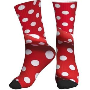 PPHGUT Rood Wit Polka Dot Print Volwassenen Mid Tube Sokken Ademend Sport Running Gym Training Jogging Activiteiten, 1 zwart, One size