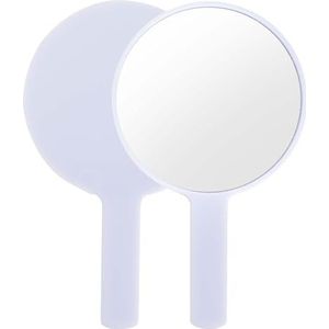 Spiegel met handvat, professionele draagbare spiegel, kappersspiegel met comfortabele grip, ronde vorm, duurzaam en duurzaam, perfect voor het scheren of aanbrengen van make-up (wit)