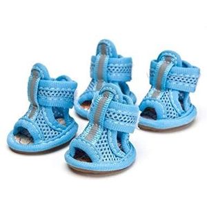 Zhexundian Hot Koop Casual Anti-Slip Small Dog schoenen, schattig huisdier schoenen, Lente-zomer ademend Soft Mesh sandalen, Candy kleuren, 4pcs / lot (Color : Blue, Size : 2)