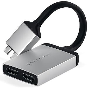 SATECHI Aluminium Type-C Dubbele HDMI Adapter 4K 60Hz met USB-C PD Oplader - Patent in behandeling – Compatibel met 2020/2019/2018 MacBook Pro, 2020 MacBook Air, 2020 Mac Mini (Zilver)