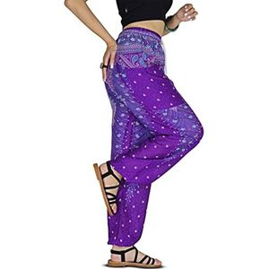 Your Cozy Harembroek Womens Plus Bohemian Yoga Olifant Strand Casual Gedrukt Trekkoord Broek, Pauw Violet, S