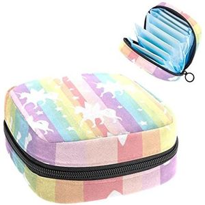 Eenhoorn en sterren patroon periode zakje draagbaar,Tampon opbergtas voor maandverband, Meerkleurig, 4.7x6.6x6.6 in/12x17x17 cm