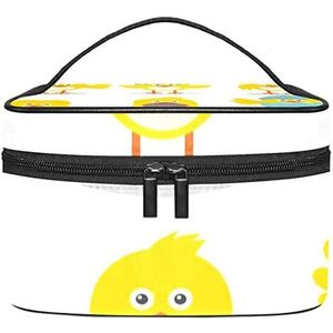 Paaskuiken make-up organizer tas, reismake-up tas organizer case draagbare cosmetische tas voor vrouwen en meisjes toiletartikelen, Meerkleurig, 22.5x15x13.8cm/8.9x5.9x5.4in