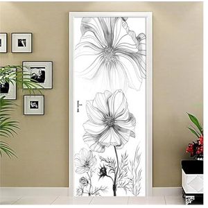 Deurstickers Bloem Deurstickers 3D Behang Kunst Muurschilderingen Voor Deuren Bibliotheque Modern Home Decor(Grootte:95x215cm)