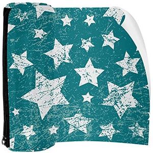 Potlood Case Pen Tas Houder met Rits Coin Organizer Tassen Make-up Cosmetische Pouch voor Vrouwen Tiener Meisjes Jongens Kinderen, Wit Sterren Patroon