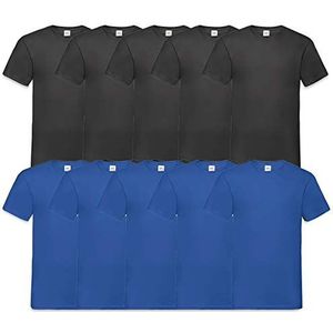 Fruit of the Loom T-shirt, met V-hals, in verschillende maten en kleuren, 10 stuks, zwart, 4XL
