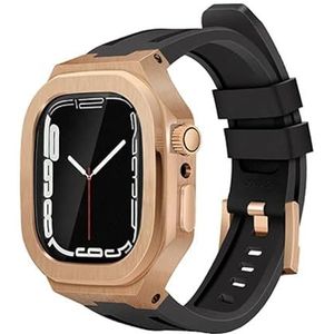 OFWAX Luxe roestvrijstalen behuizing rubberen band kit, voor Apple Watch Series 9 8 7 45mm 6 5 4 SE 44mm horloge upgrade vervanging bescherming kit, 44mm, agaat
