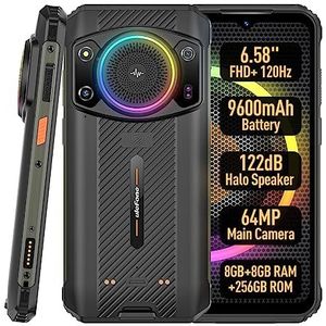 Ulefone Armor 21 Android 13 Missable Smartphone, Infinite Halo, 122dB luidspreker, 9600mah -batterij, 64MP+24MP camera, 16 GB+256 GB, 6.58 FHD+120Hz, Waterdichte telefoon IP68.