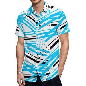 Botswana Amerikaanse vlag heren shirts korte mouwen casual button down shirts zomer tops met zak