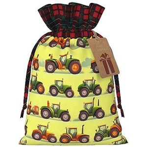 Green Fields Farming Machine Herbruikbare Gift Bag-Trekkoord Kerst Gift Bag, Perfect Voor Feestelijke Seizoenen, Kunst & Craft Tas