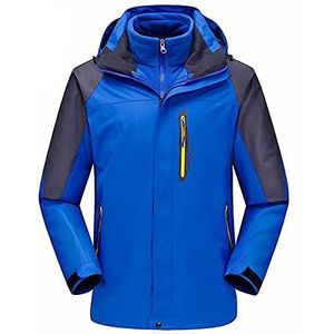 Mannen Waterdichte Jas Winddicht Outdoor Multi-zakken Winterjassen Warm Shell Hooden Ski Wandelen Uitloper Jassen Uitloper,Blue-L