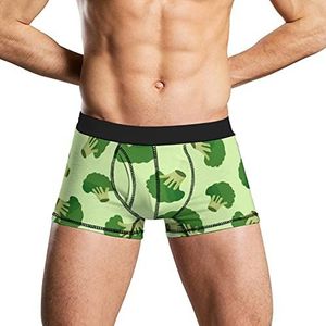 Groene Broccoli Heren Ondergoed Boxer Slips Zachte Korte Trunk Stretch Onderbroek