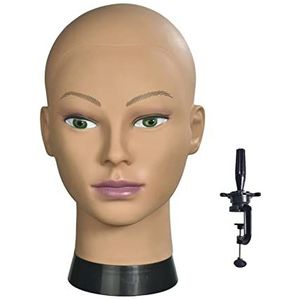 BLTYXT Afro snel mannequin hoofd professionele cosmetische pruik training hoofd voor pruik maken en display hoed glazen sjaal sieraden model hoofd met klem stand presentatie met gratis klem