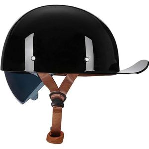 Motorhelm Met Open Gezicht, ECE-Goedgekeurde Halve Helm In Duitse Stijl, Motorcruiser-Scooterhelm, Coole Helm Voor Heren En Dames A,M55-56CM