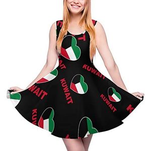 Koeweitse hart cocktailjurk voor vrouwen mouwloze mini-jurk grote zoom zonnejurk swingjurken S