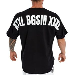 BGSM Sportswear MUSCLEWEAR Ragtop Rag Top T-shirt bodybuilding heren halve mouw 3379-BLACK-WHITE, zwart, S
