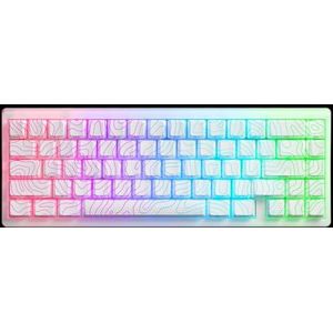QPSJXN JadeStone Mechanisch Toetsenbord Met IMD-Tech Keycaps Hot Swappable Pakking Ontwerp Tri-Mode Custom RGB Backlight Door M67 (WIT)
