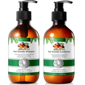 P-Beauty Batana olieshampoo & conditionerset met rozemarijn, sulfaatvrij – bevordert de haargroei, hydrateert en regenereert, versterkt dun en beschadigd haar, bestrijdt gespleten haarpunten, alle