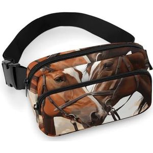 Paar Paard Fanny Pack voor Vrouwen Mannen Riemtas Heuptas Pack met Verstelbare Riem voor Reizen Sport Wandelen, Paar Paard, 20x13cm, Heuptas Pack, Paard, 20x13cm, Heuptas Pack, Paard, 20x13cm, Heuptas