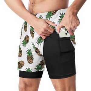 ANANAS MET ZONNEGLASSE Grappige Zwembroek met Compressie Liner & Pocket Voor Mannen Board Zwemmen Sport Shorts