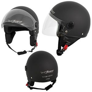 A-Pro Jethelm, scooterhelm, met vizier, mat zwart, maat M