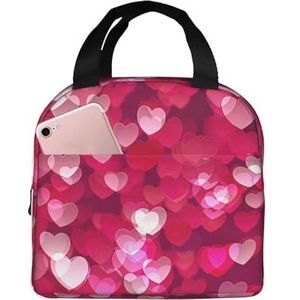 SUHNGE Valentijnsdag liefde hart print geïsoleerde lunchtas Rolltop lunchbox draagtas voor vrouwen, mannen, volwassenen en tieners