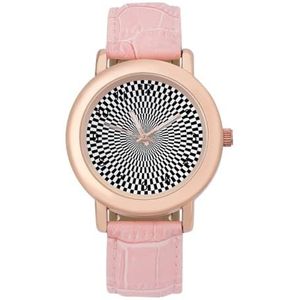 Zwart Wit Psychedelische Vortex Plaid Horloges Voor Vrouwen Mode Sport Horloge Vrouwen Lederen Horloge