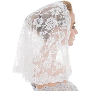Elegante kanten kapelsluier voor vrouwen - bruiloft lichtgewicht hoofdtooi eenvoudige sluier sjaal vintage kerk, One Size, Kant, geen edelsteen