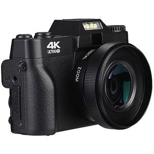Compacte Digitale Fotografiecamera 4K WIFI Web Cam Vlog Videorecorder 48MP Streaming Camcorder 3"" Flip Screen HD camera (Color : 32G TF Card, Size : With Wide Angle Lens)