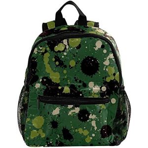 Leuke Mode Mini Rugzak Pack Bag Kleurrijke Stippen op Groene Achtergrond, Meerkleurig, 25.4x10x30 CM/10x4x12 in, Rugzak Rugzakken