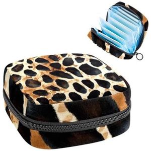 Opbergtas voor maandverband, dierenhuidtextuur, draagbare maandverband, inlegkruisjes, tampons, maandverband, opberghouder voor vrouwen, school, kantoor