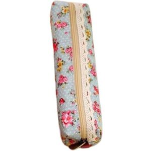 Paowsietiviity Etui Chique Ontwerp Leuke Uiterlijk Opslag Benodigdheden Make-up Gevallen Multifunctionele Cosmetische Fitting Pen Zakken Khaki Bloemen, Lichtblauw, as description, als beschrijving