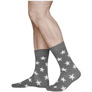 VITSOCKS Grappige Sokken Uniseks, Coole Geometrische Patronen, Zacht Gekamd Katoen, sterren: grijs wit, 39-42