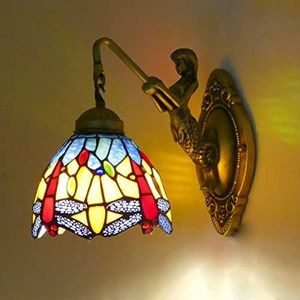 Tiffany Stijl Wandlamp, Glas In Lood Retro Decoratieve Wandlamp, Handgemaakt, Retro Basis, Slaapkamer, Restaurant, Hotel
