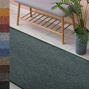 Londen tapijt, woontapijt of loper voor keuken, hal en woonkamer, duurzaam en onderhoudsvriendelijk, 11 kleuren en vele maten (80 x 300 cm, groen 95)