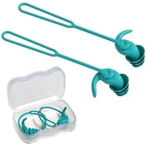 Siliconen anti-geluid oordopjes geluidsisolatie 3-laags zwemmen oordopjes wasbare zachte duiken oordopjes met touw voor volwassenen kinderen (groen)