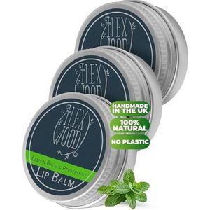 The Ilex Wood Veganistische lippenbalsem met citroenmelisse en pepermunt, verpakking van 3 stuks, volledig natuurlijk, plasticvrij, hydraterend, handgemaakt, 3 x 10 ml