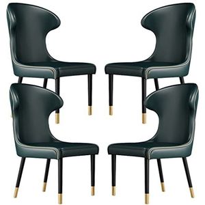 UCKYSU AMENAS Keuken Keuken Eetkamerstoelen Set van 4 Lederen Huwelijkskamer Balkon Sofa Stoel Kaptafel Make-up Stoel Stevige Iron Art Benen Woonkamer Stoelen (Donkergroen)